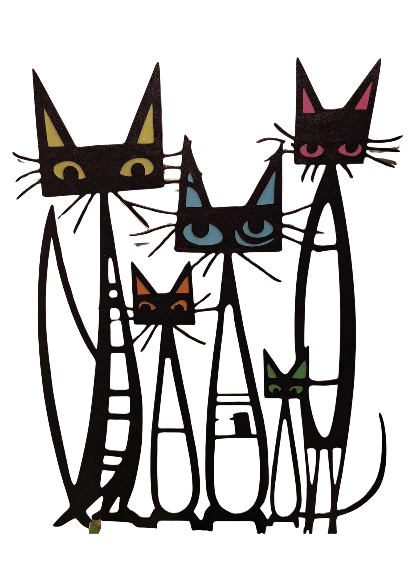 Muurplaat “Familie katten” – Metaalkunst en katachtige tederheid – photo 7